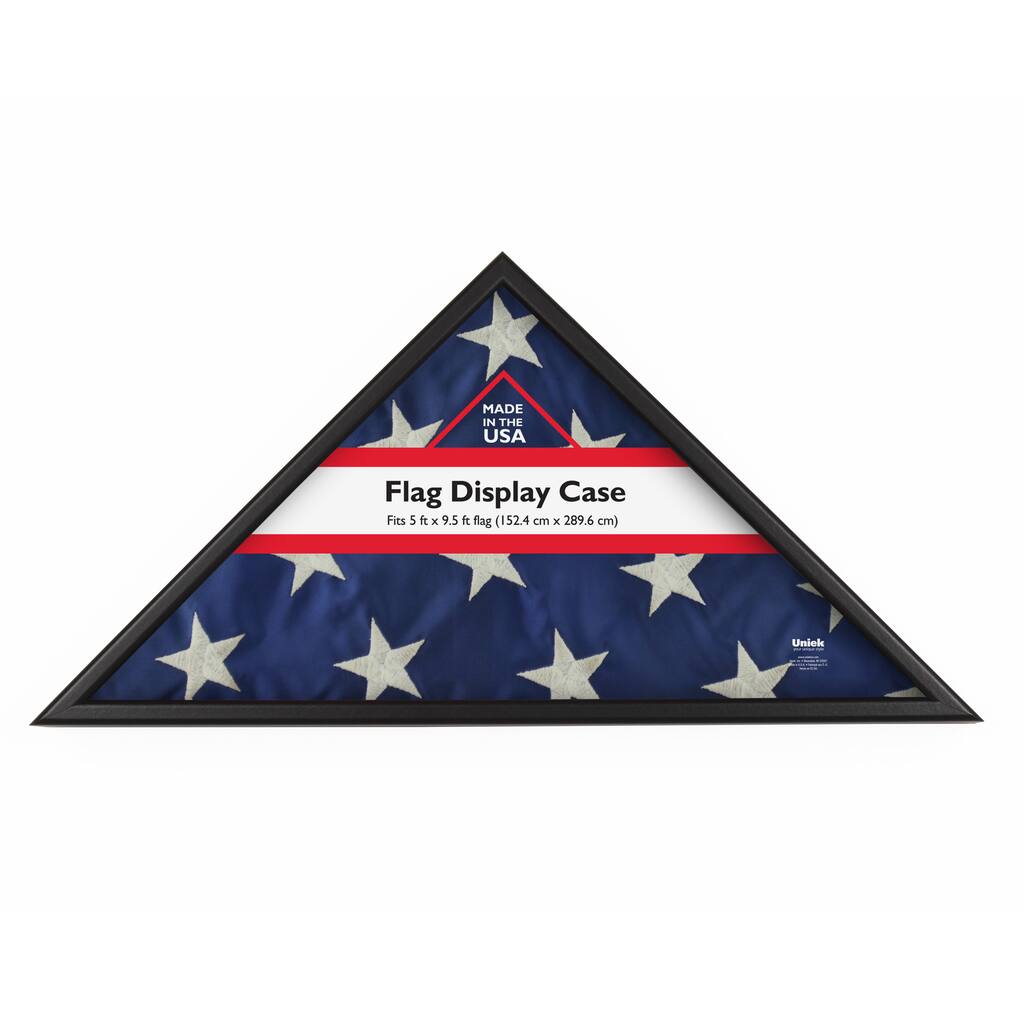 Black Wood Flag Display Case for 5-foot x 9.5-foot Folded Flag - 24.5x3.5x12.25