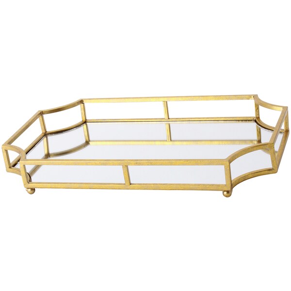 Kate and Laurel Gold Metal/Glass Mirrored Decorative Tray