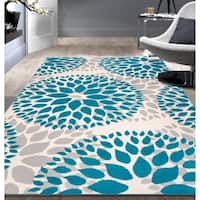 Modern Floral Circles Area Rug