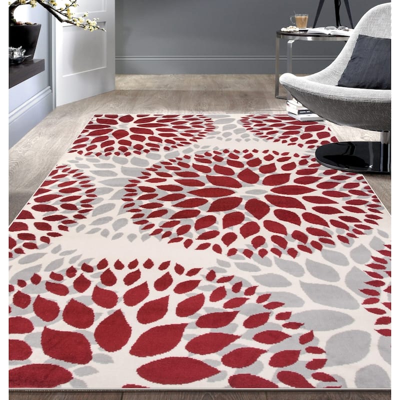 World Rug Gallery Modern Floral Circles Area Rug