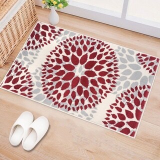 Modern Floral Design Blue Area Rug (7'6 x 9'5)