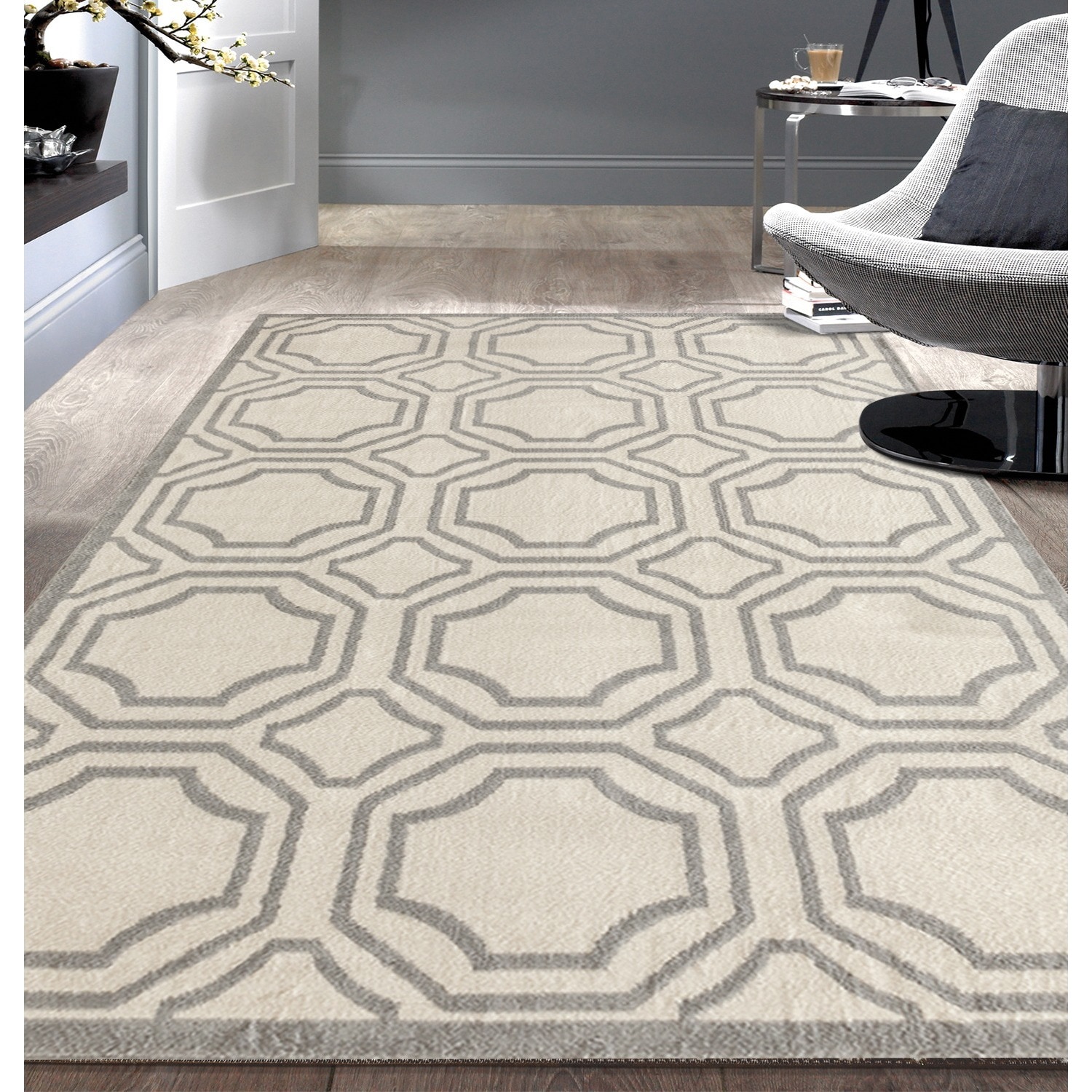 Modern Geometric Cream Area Rug 7 6x9 5 6 X 9 Modern Geometric Cream Area Rug 7