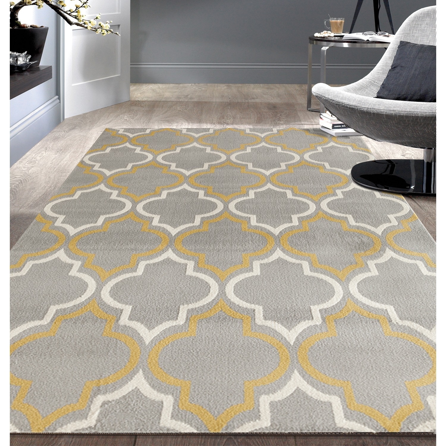 Marigny Spain Trellis Grey Yellow Area Rug 7 6x9 5 Free