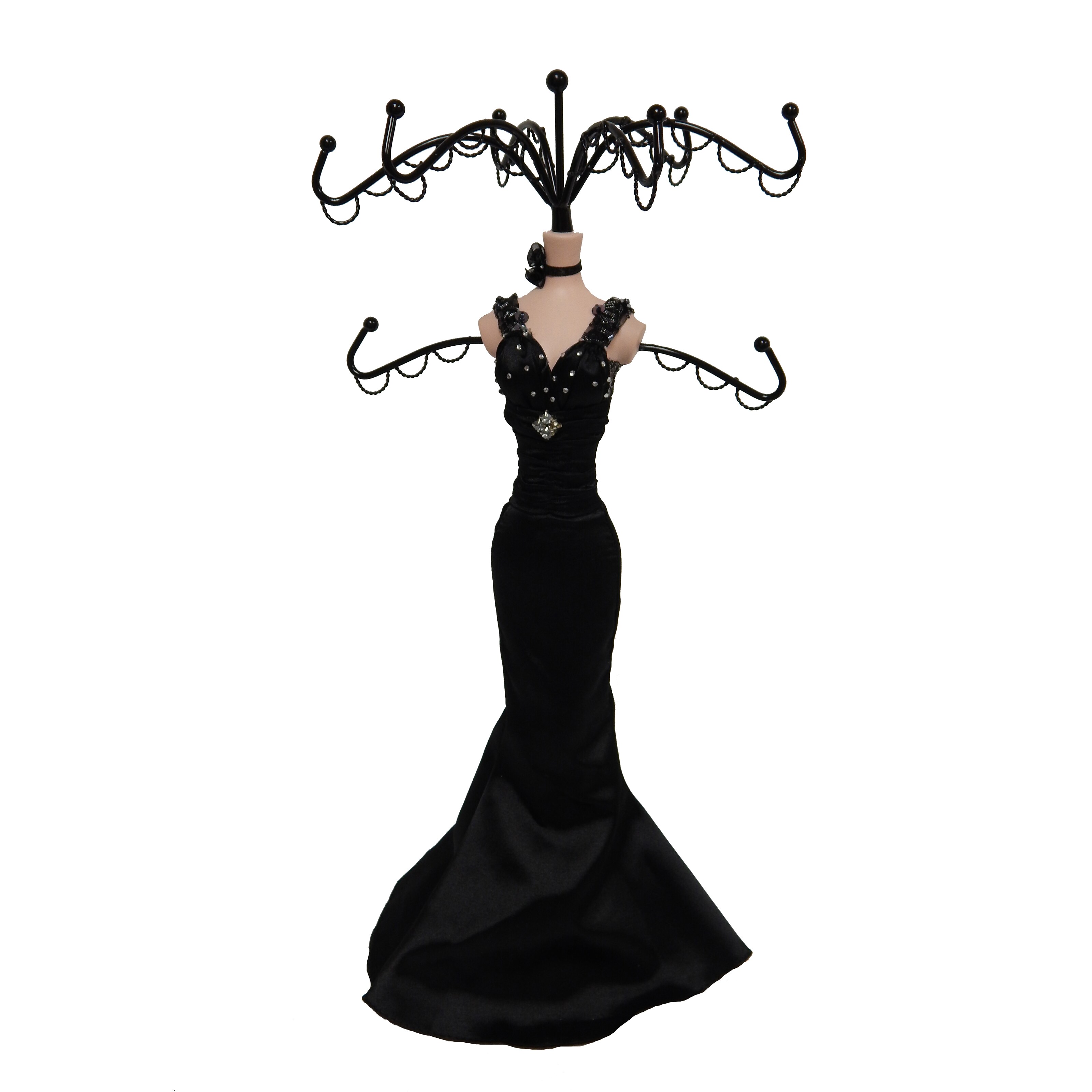 7" tall Mannequin Dress Gown Earring Necklace Ring Jewelry Holder Stand Display 