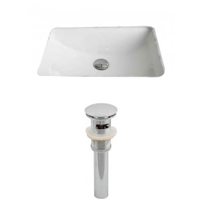 20.75-in. W x 14.35-in. D Rectangle Undermount Sink Set In White And Drain