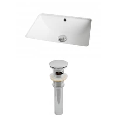 18.25-in. W x 13.5-in. D Rectangle Undermount Sink Set In White And Drain