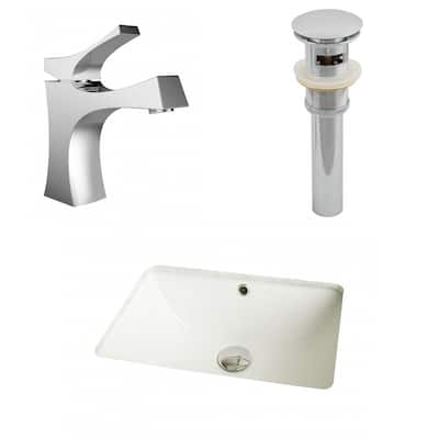 18.25-in. W x 13.5-in. D CUPC Rectangle Undermount Sink Set In Biscuit With Single Hole CUPC Faucet And Drain