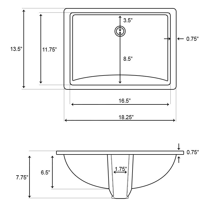 18.25-in. W x 13.5-in. D CUPC Rectangle Undermount Sink Set In