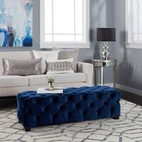 Piper Tufted Velvet Fabric Rectangle Ottoman Bench by Christopher Knight Home