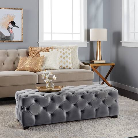 Piper Glam Tufted Velvet Ottoman Bench by Christopher Knight Home