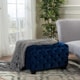 preview thumbnail 33 of 42, Jaymee Modern Glam Button Tufted Velvet Ottoman by Christopher Knight Home Navy Blue + Dark Brown