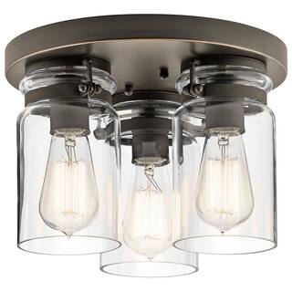 Rustic Flush Mount Lighting Online At Our Best Kichler Lighting Brinley Collection 3 Light Olde Bronze Flush Mount