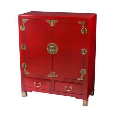 Handmade Zahava Home Collection Shanghai Vintage Style Storage Cabinet, Red (China)