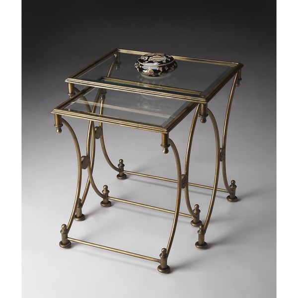 Handmade Butler Beverly Antique Gold Metal And Gl Nesting Handmade Butler Beverly Antique Gold Metal And Gl Nesting Tables China