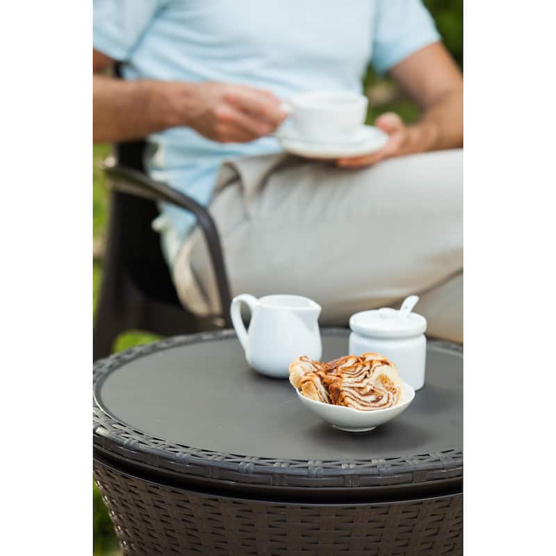 Nantucket Brown Wicker Outdoor Ice Cooler With Pop-Up Table Feature by Havenside Home