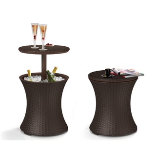 Nantucket Brown Wicker Outdoor Ice Cooler Table