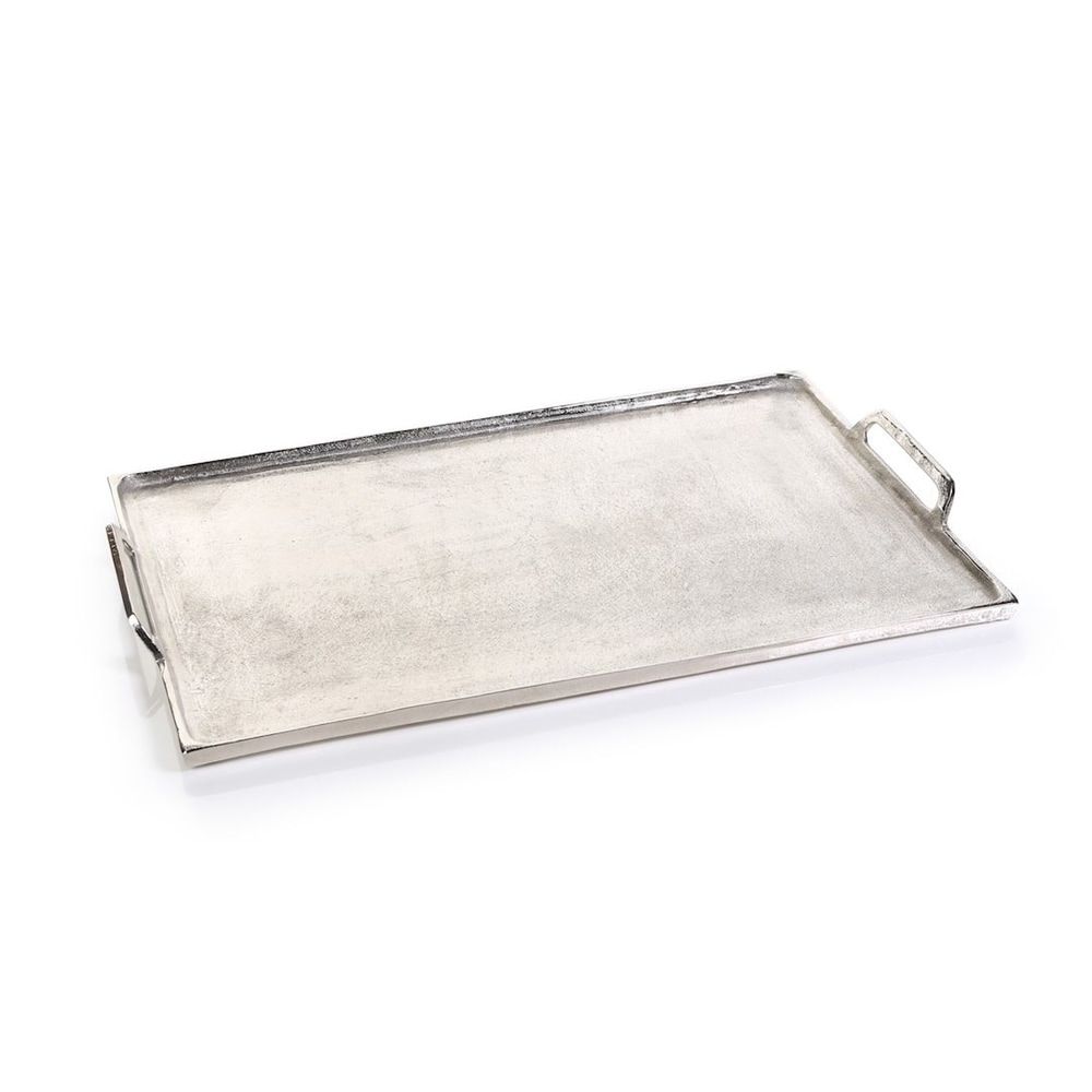 Zodax Clamart Nickel Aluminum Tray with Wood Handles 9