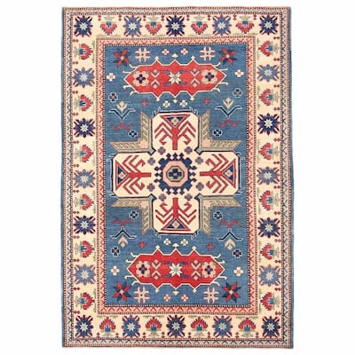 Handmade One-of-a-Kind Kazak Wool Rug (Afghanistan) - 5'4 x 7'10