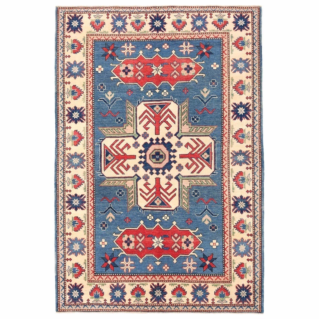 Handmade One-of-a-Kind Kazak Wool Rug (Afghanistan) - 5'4 x 7'10