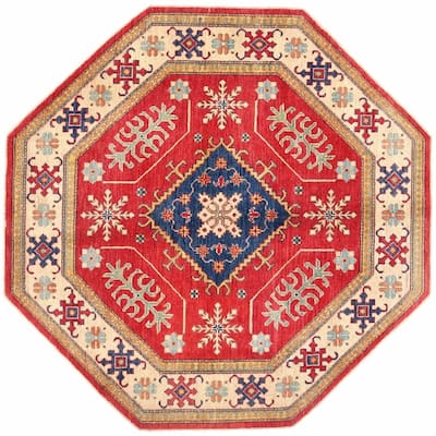 Handmade One-of-a-Kind Kazak Wool Rug (Afghanistan) - 7' x 7'