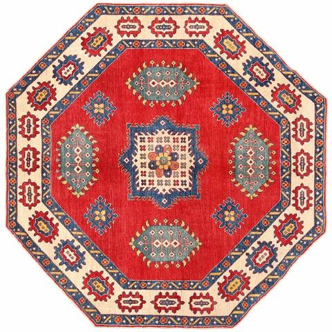 Handmade One-of-a-Kind Kazak Wool Rug (Afghanistan) - 7'7 x 7'8