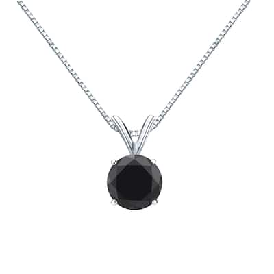 Auriya 14k Gold 1 1/4ctw Black Diamond Solitaire Necklace