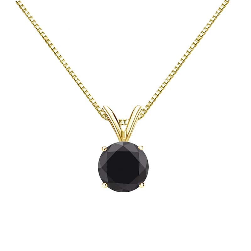 Auriya 14k Gold 1 1/4ctw Black Diamond Solitaire Necklace - Yellow