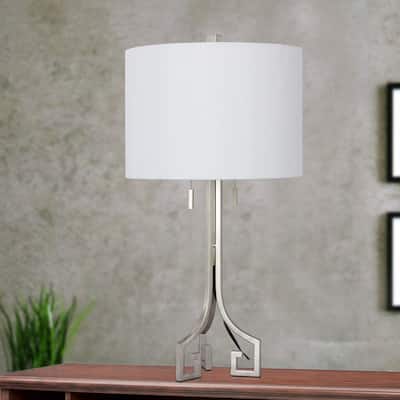 26 inch Tech-Friendly Metal Table Lamp in Chrome Finish with 2 ...