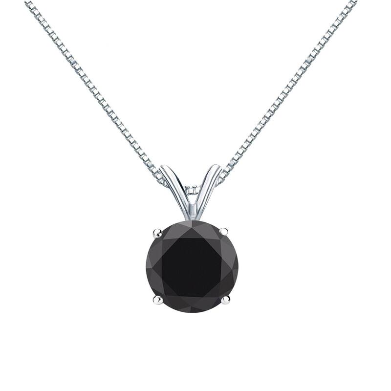 Auriya 14k Gold 2ctw Black Diamond Solitaire Necklace - White