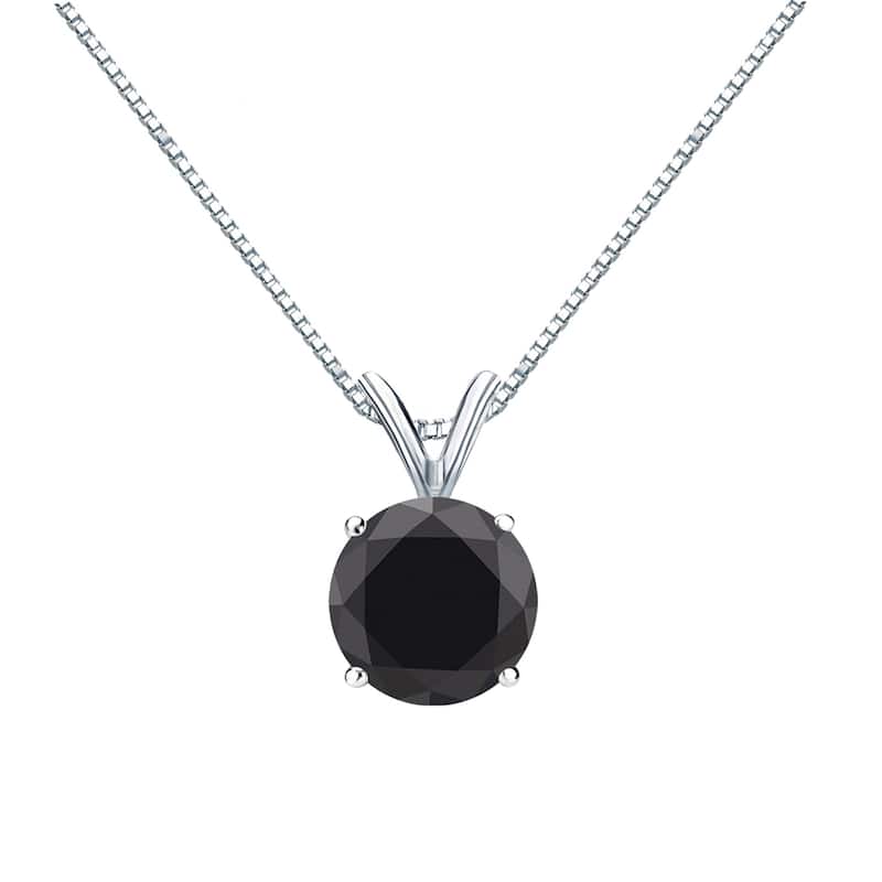 Auriya 14k Gold 2ctw Black Diamond Solitaire Necklace