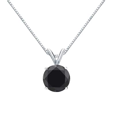 Auriya 14k Gold 2ctw Black Diamond Solitaire Necklace