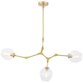 Light Society Thurston Painted Brass Iron/Clear Glass 3-light Chandelier (Brass) - Chandeliers For Bedrooms by Overstock.com