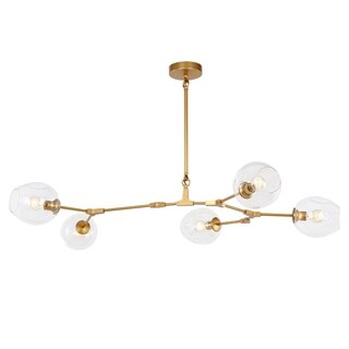 Light Society Thurston Painted Brass Iron/Clear Glass 5-light Chandelier (Brass) - Chandeliers For Bedrooms by Overstock.com