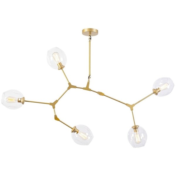 Light Society Thurston Painted Brass Iron/Clear Glass 5-light Chandelier