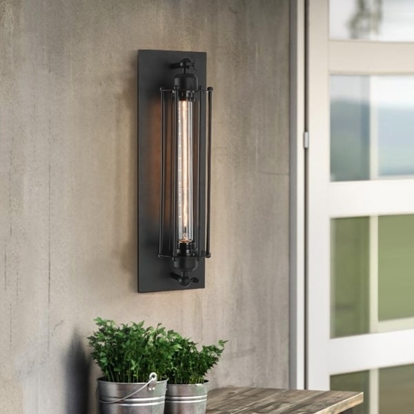 Light Society Black Iron 1-light Caged Sconce