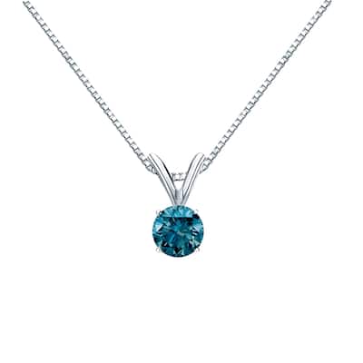 Auriya 14k Gold 1/4ctw Solitaire Blue Diamond Necklace (I1-I2)