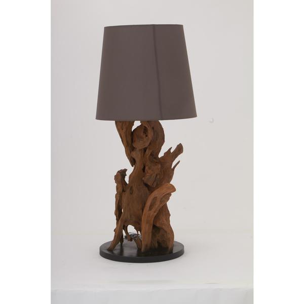 Designer Teak Wood and Metal Table Lamp Bed Bath & Beyond 12060999