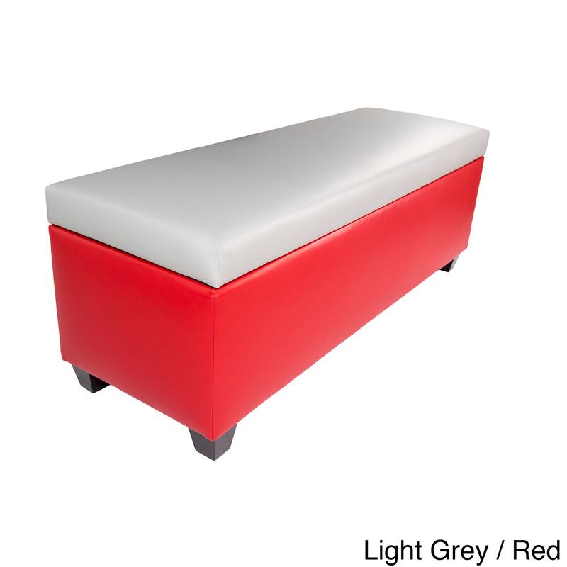 The Sole Secret Retro Red Vinyl Shoe Storage Bench - Light Grey