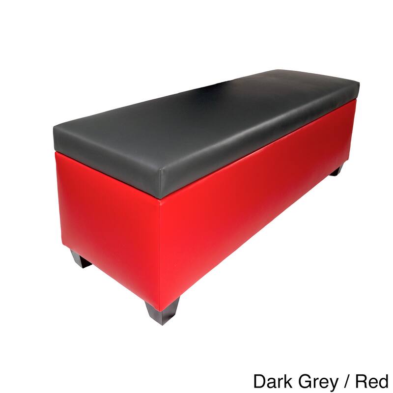 The Sole Secret Retro Red Vinyl Shoe Storage Bench - Dark Grey