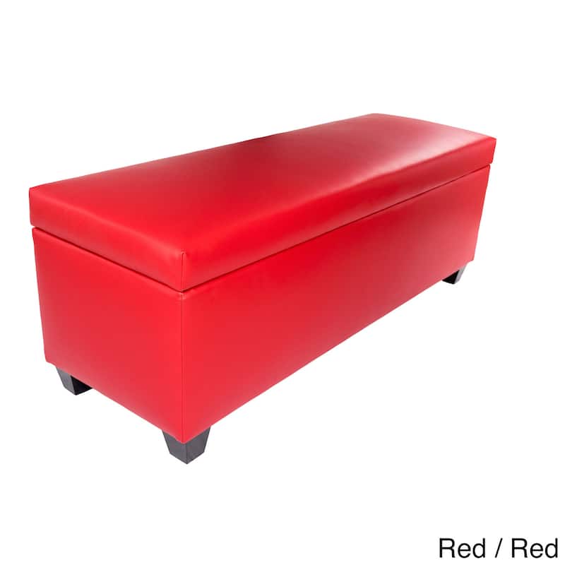 The Sole Secret Retro Red Vinyl Shoe Storage Bench - Red