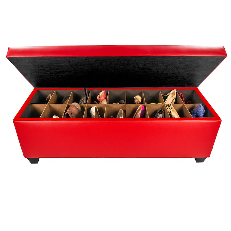The Sole Secret Retro Red Vinyl Shoe Storage Bench