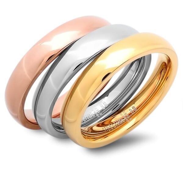 3in1 Stainless Steel Ring 3 Colors Wedding Band Women's Jewelry Trinity Size5-10 
