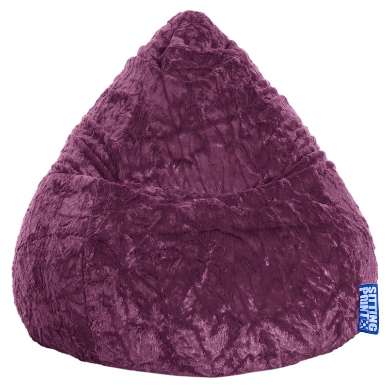 Sitting Point Faux Fur Large Fluffy Bean Bag - Purple