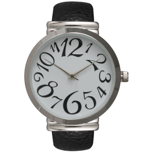 Olivia Pratt Women's Embossed Leather Cuff Watch