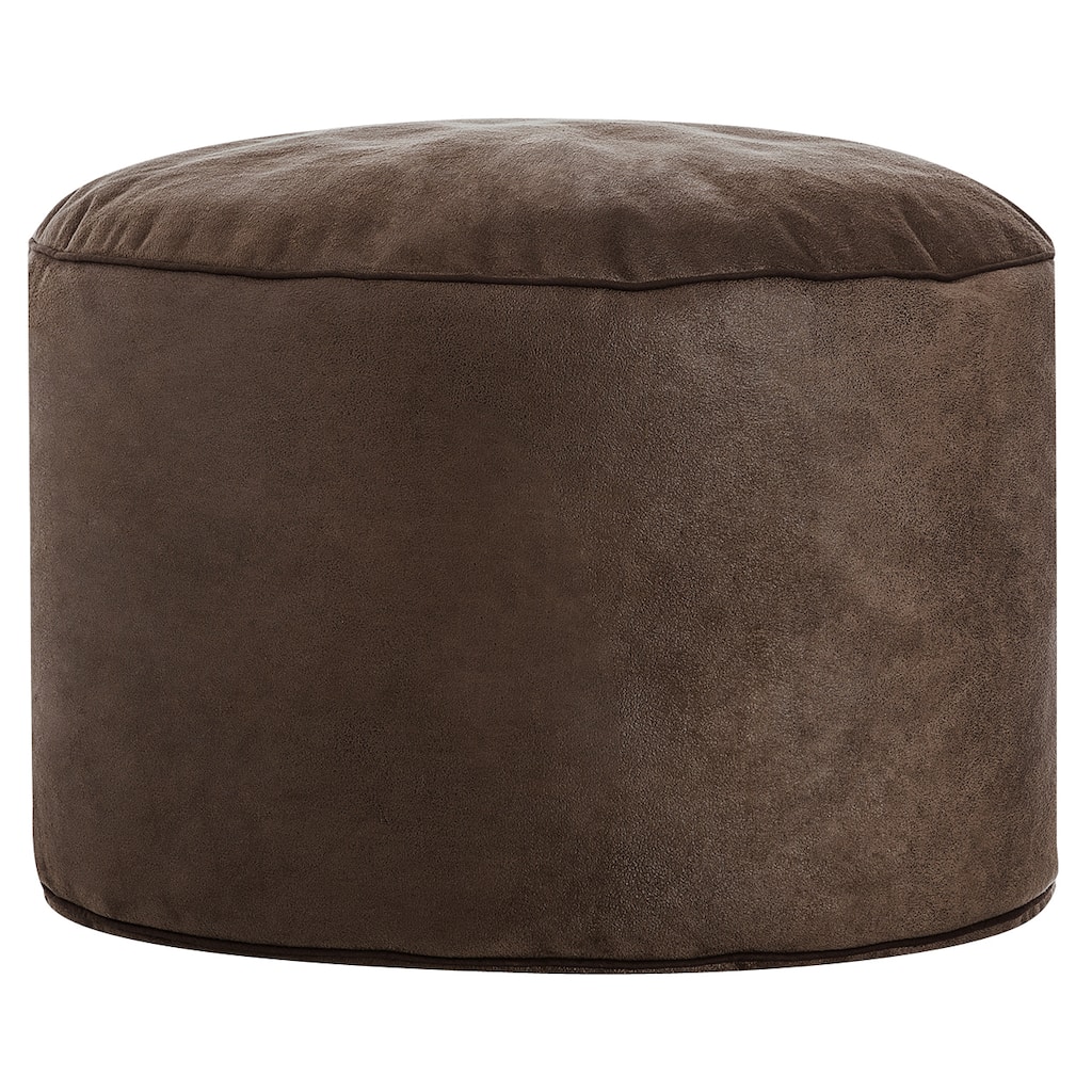 Sitting Point Wax Suede Fabric Dotcom Cuba Brown Polytex/ Polystyrene Pouf