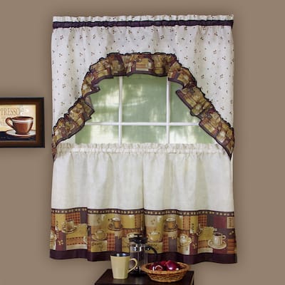 Achim ACHIM Multicolor Coffee Printed Tier and Swag Set - 57x 36