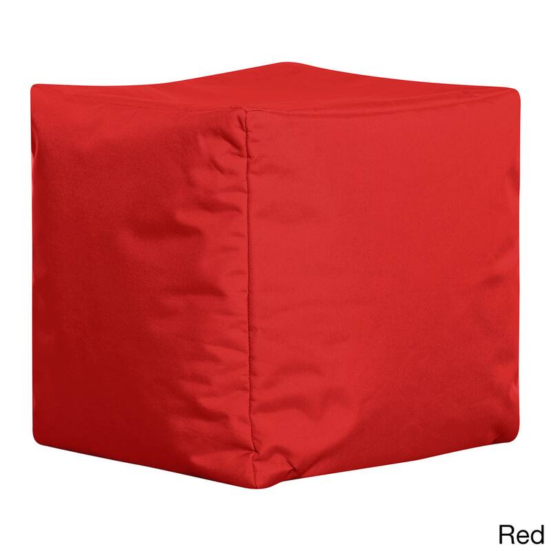 Sitting Point Oxford Fabric Cube Brava Pouf - Red