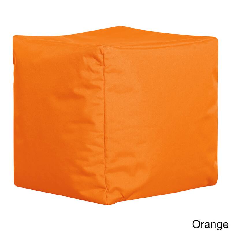 Sitting Point Oxford Fabric Cube Brava Pouf - Orange