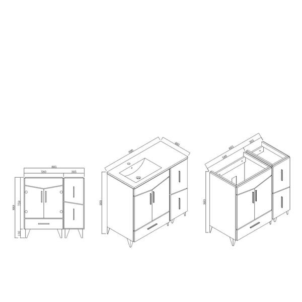 36in. W x 17in. D Modern PlywoodMelamine Vanity Base Set Only In