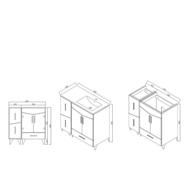 36in. W x 17in. D Modern PlywoodMelamine Vanity Base Set Only In Dawn Grey Bed Bath